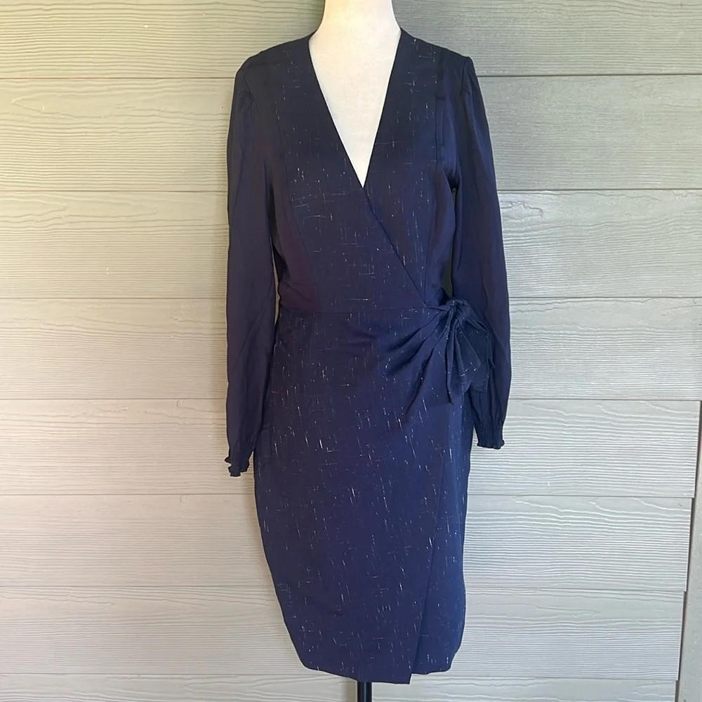 Rebecca Taylor Wool Blend Navy Cross Hatch Dress